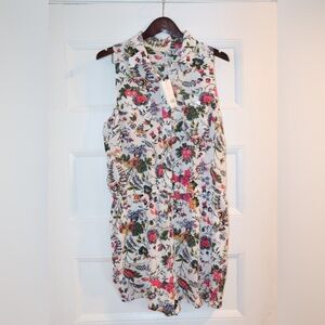 Tory Burch Floral Sleeveless Blouse - Pink and Green